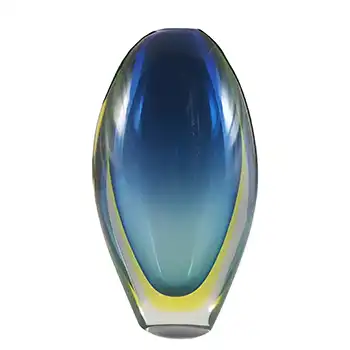 Arte Nuova Murano Sommerso Blue & Uranium Yellow Glass Vase