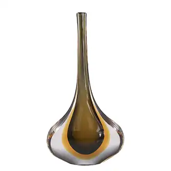 Murano / Venetian Brown & Amber Sommerso Glass Stem Vase