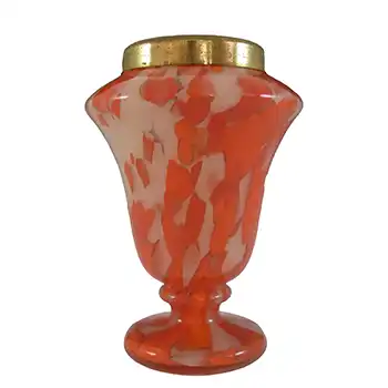 Czech Red & Pink Spatter / Splatter Glass Posy Vase