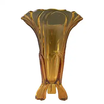 Stölzle #18781 Czech 1930's Art Deco Amber Glass Vase