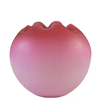 Victorian Satin Cased Glass Pink & White Rose Bowl / Posy Vase