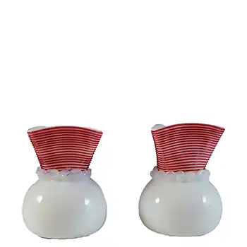 Victorian Opaque Custard Glass Pair of Threaded Vases