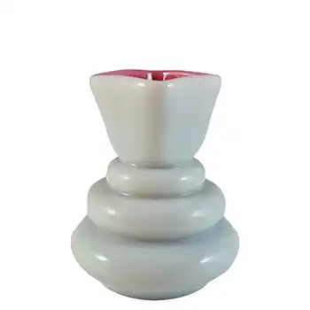 Victorian Opaque Custard Glass Pink & Ivory Cased Vase