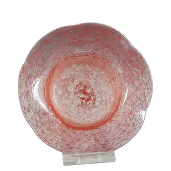 SIGNED Vasart Pink Bubbly Mottled Glass Bowl B021