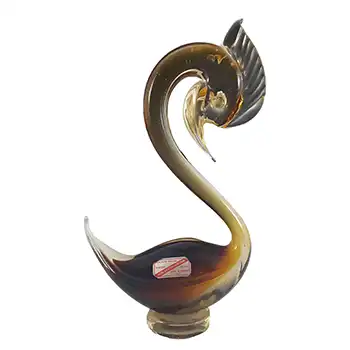 Vetro Artistico Veneziano Murano Brown Cased Glass Swan