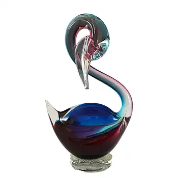 Murano Vintage Pink & Blue Venetian Glass Swan Sculpture