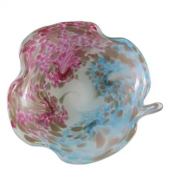 Fratelli Toso Murano Copper Aventurine Pink & Blue Glass Bowl