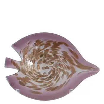 Vetro Artistico Veneziano Murano Silver Leaf Pink Glass Bowl