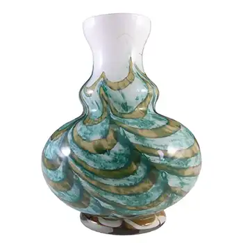 V.B. Opaline Florence Empoli Retro Orange & Blue Glass Vase