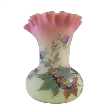 Thomas Webb Victorian Burmese Uranium 'Hawthorn' Glass Vase