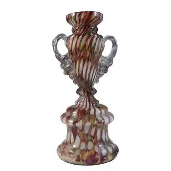 Welz Bohemian Honeycomb Spatter Glass Trophy Vase