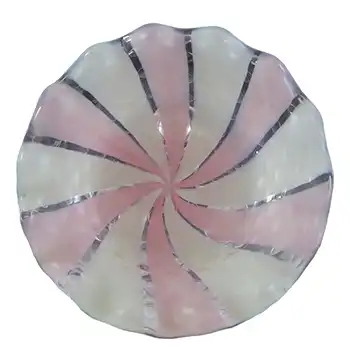 Victorian Satin Air Trap Pink & White Diamond Quilted Glass Plate
