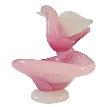 Murano Venetian Alabastro Pink Murano Glass Bird Bowl