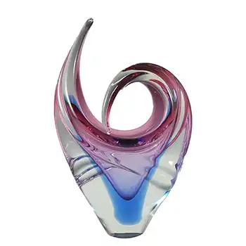Arte Nuova Pustetto & Zanetti Murano Pink & Blue Sommerso Glass Sculpture