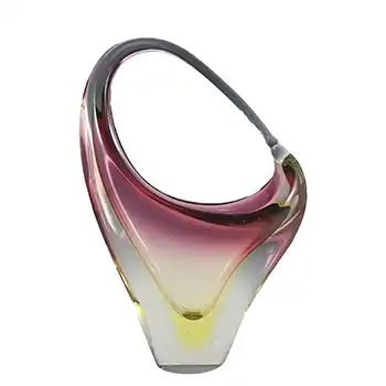 Arte Nuova Pustetto & Zanetti Murano Pink & Uranium Sommerso Glass Vase