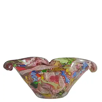 AVEM Large Murano Zanfirico Bizantino / Tutti Frutti Red Glass Vase