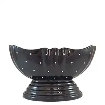 Bagley #3145 Art Deco Polkadot Black Glass 'Bristol' Flower Vase