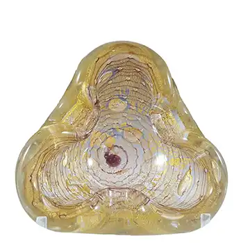 Barovier & Toso 'Zebrati' Murano Gold Leaf Purple Glass Bowl