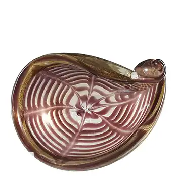 Barovier & Toso 'Graffato' Murano Gold Leaf Purple Glass Bowl