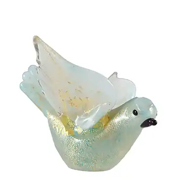 Barovier & Toso Murano Gold Leaf Blue Glass Bird Sculpture