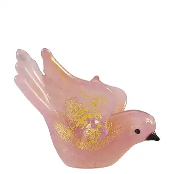 Barovier & Toso Murano Gold Leaf Pink Glass Bird Sculpture