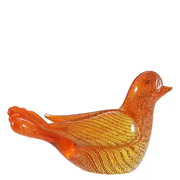 Murano Red Glass Gold Leaf Vintage Dove Bird - Labelled