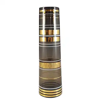 Borske Sklo Vintage Czech Brown Glass Cylindrical Vase