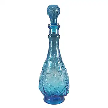 Empoli Italian Blue Glass 'Grapes' Genie Bottle / Decanter