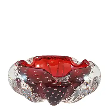 Aseda #667 Swedish Vintage Red Glass Bubble Ashtray Bowl