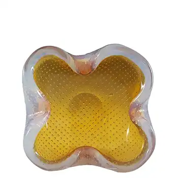Ferro Italarts Murano Orange & Opalescent Glass Bubble Bowl
