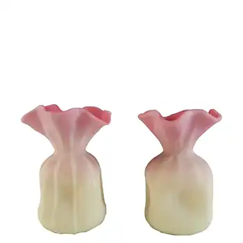 Thomas Webb Pair of Victorian Burmese Uranium Glass Vases