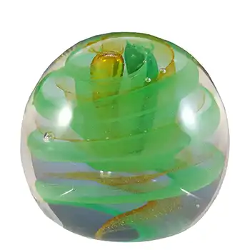 MARKED Caithness Vintage Green Glass "Twirl" Paperweight
