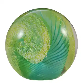 MARKED Caithness Vintage Green Glass "Aries" Paperweight
