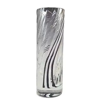Caithness Vintage Black & White Glass 'Flamenco' Striped Vase
