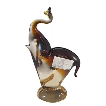 LABELLED Campanella Murano Brown Venetian Glass Elephant Figurine