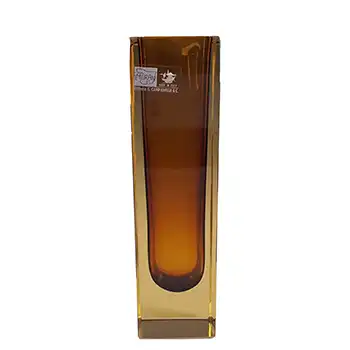 Campanella Murano Faceted Brown & Amber Sommerso Glass Vase