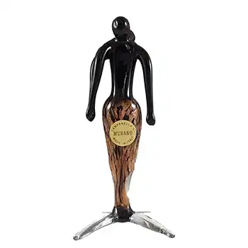 Campanella Murano Black & Copper Aventurine Glass 'Gemini' Figurine