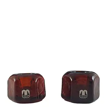LABELLED Cascade / Wood Bros Brown Glass Candlestick Holders