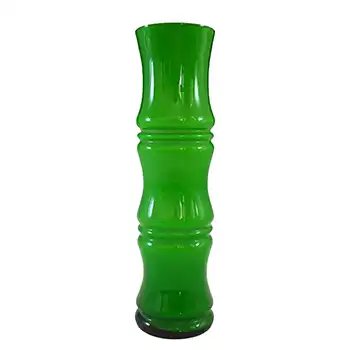 Chinese Vintage 1970's Green Retro Cased Glass 'Bamboo' Vase