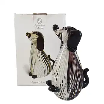 Crystal Clear Collectables Black & White Glass Dog Sculpture