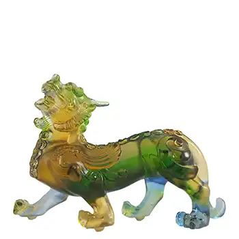 BOXED & MARKED Xia Shi Liu Li Chinese Glass Pâte de Verre Dragon Sculpture