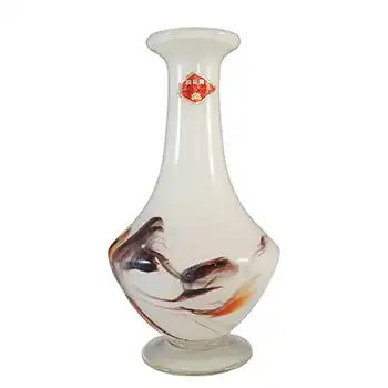 LABELLED Chinese 'Lotus Flower / Snowflakes' Vase by Dalian Glass Co