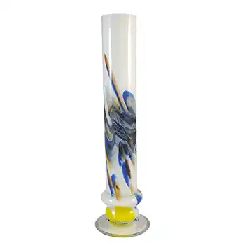 Chinese 'Lotus Flower / Snowflakes' Stem Vase by Dalian Glass Co