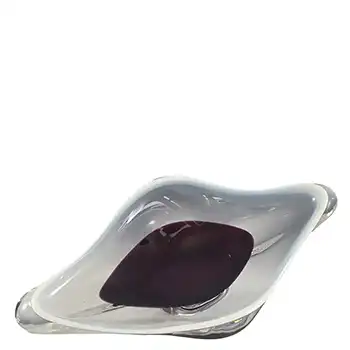 Chřibská #316 Czech Vintage Purple & White Glass Ashtray Bowl