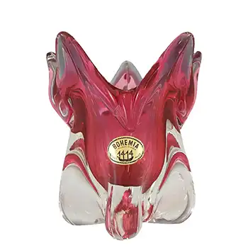 Chřibská #404/4/16 Czech Pink & Clear Glass Vase