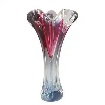 Chřibská #316/1/31 Czech Pink, White & Blue Glass Vase