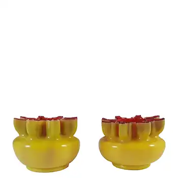 Welz Bohemian 1890's Pair of Yellow & Pink Cased Glass Vases