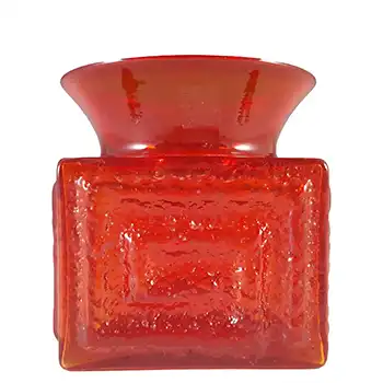 Dartington #FT72 Frank Thrower Flame Red Glass Greek Key Vase