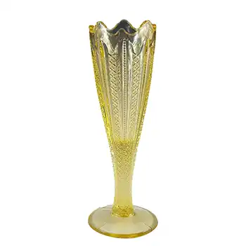 Tiara Glass Vintage Yellow 'Ribbon' Vase by Indiana Glass