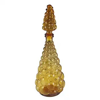 Empoli Italian Amber Glass Vintage Decorative 'Genie' Bottle